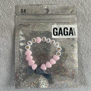 Bracelet enfant BIG SISTER - Rose pastel, Blanc doré & Jean