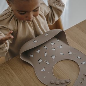 Bavoir en silicone - minouche taupe