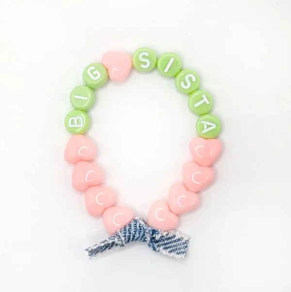 Bracelet enfant BIG SISTER  - Rose candy, citron vert & Jean