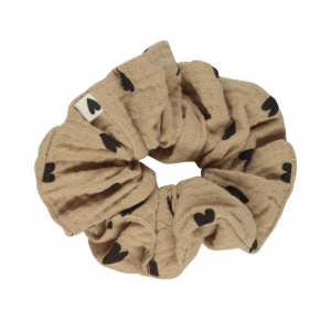 Chouchou beige coeur gaze de coton