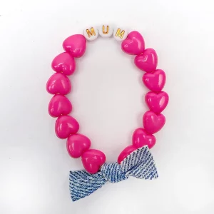 Bracelet MUM - Rose Fuchsia, Blanc doré & Jean