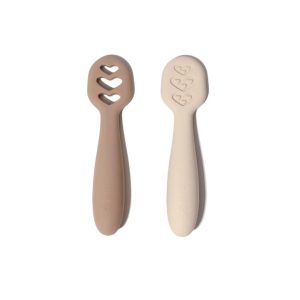 Lot de 2 pré-cuillères en silicone (taupe/caramel)