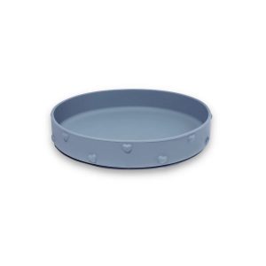 Assiette en silicone avec ventouse coeur bleu