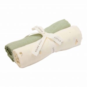 Set de 2 langes en gaze de coton - Forest Treasures/Pure Sage - 70 x 70 cm