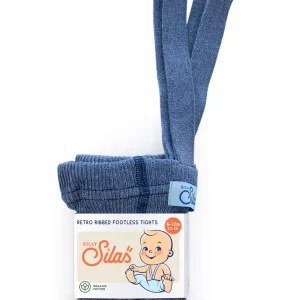 Collant à bretelles coton bio sans pieds – blue blend