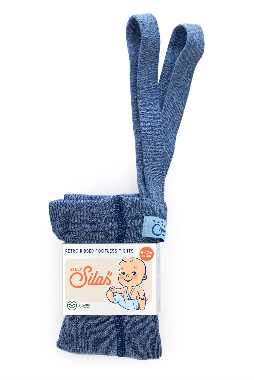 Collant à bretelles coton bio sans pieds – blue blend