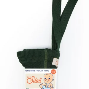 Collant à bretelles coton bio sans pieds - dark forest green