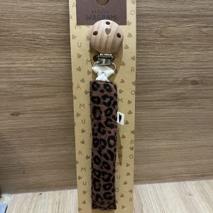 Attache tétine gaze léopard marron