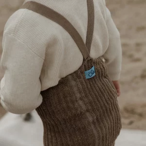 Collant à bretelles coton bio avec pieds - Oyster Grey