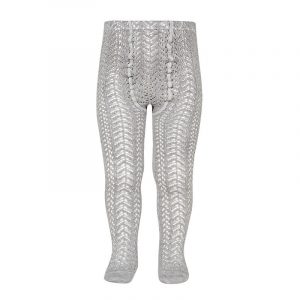 Collants en coton perle ajourés - Aluminium