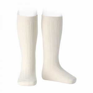 Chaussettes hautes maille côtelée laine merinos melangé