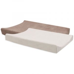 Lot de 2 housses de matelas à langer Milky en éponge Coffee-Ivory (50 x 70 cm)