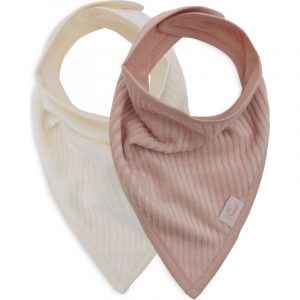 Lot de 2 bavoirs bandana Velvet Rib Wild Rose-Ivory