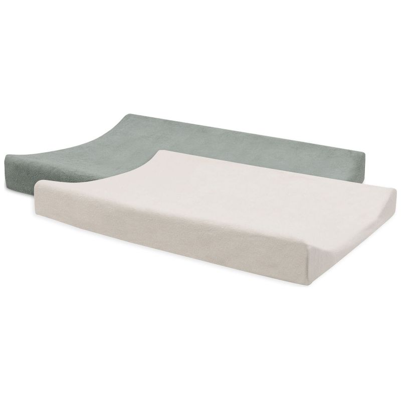 Lot de 2 housses de matelas à langer en éponge Sea Green-Ivory (50 x 70 cm)