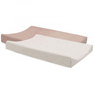 Lot de 2 housses de matelas à langer en éponge Wild Rose-Ivory (50 x 70 cm)