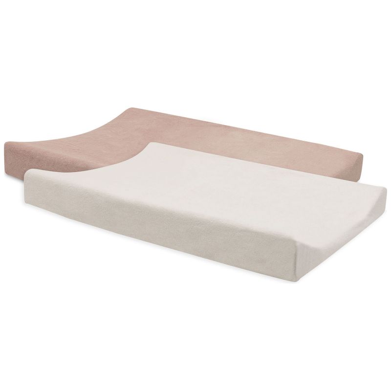 Lot de 2 housses de matelas à langer en éponge Wild Rose-Ivory (50 x 70 cm)