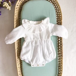 Barboteuse Blanche Col Volanté