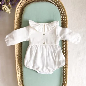 Barboteuse Blanche Col Volanté