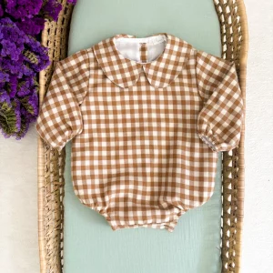 Barboteuse vichy camel