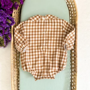 Barboteuse vichy camel