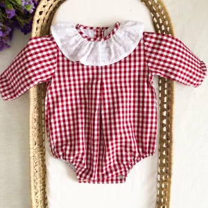 Barboteuse vichy rouge