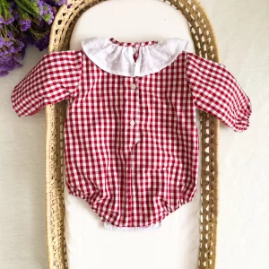 Barboteuse vichy rouge