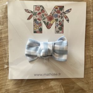 Barrette vichy bleu ciel