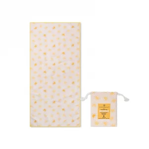 serviette de plage microfibre - jaune - flower market - 135 x 65 cm